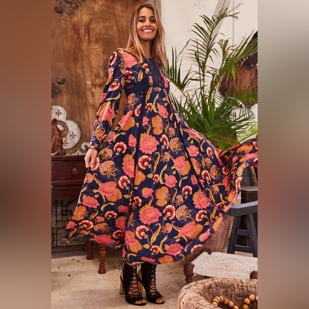 Jaase Floral Navy and Pink Maxi Dress